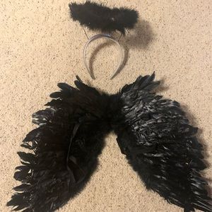 Black angel wings & halo headband